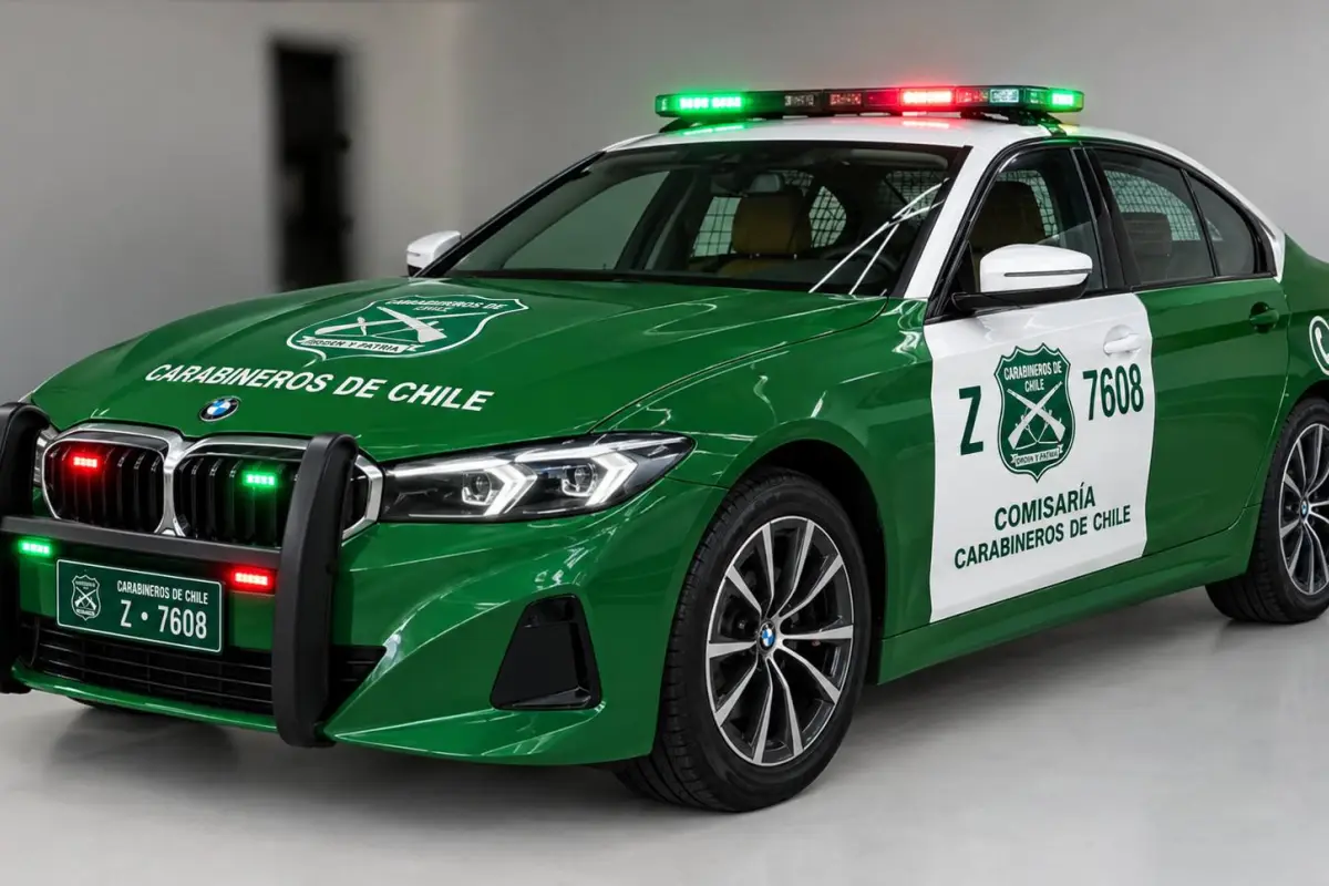 BMW 320i Serie 3 en su versión comercial, el modelo de sedán que Carabineros adaptará como radiopatrulla sin calabozo para labores operativas
