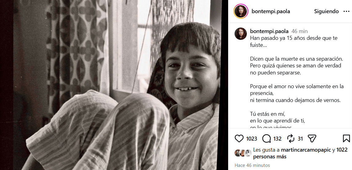Fotografía inédita de Felipe Camiroaga en su infancia compartida por su hermana Paola Bontempi en Instagram