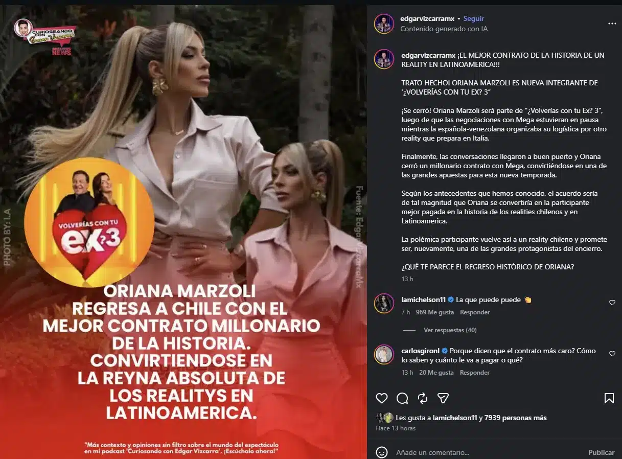 Oriana Marzoli y Luis Mateucci se conocieron en Volverías con tu Ex 2016, reality que ganaron como pareja