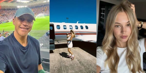Alexis Sánchez junto a Alexandra Litvinova y su hija Bela durante sus vacaciones familiares
