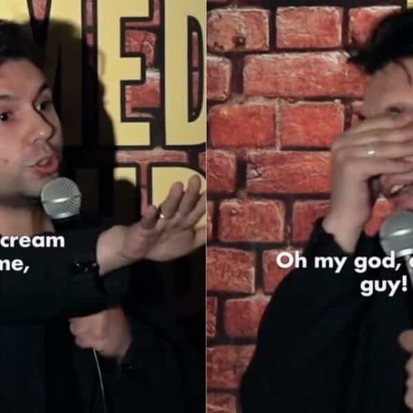 Fabrizio Copano reaccionando a interrupciones en show de comedia