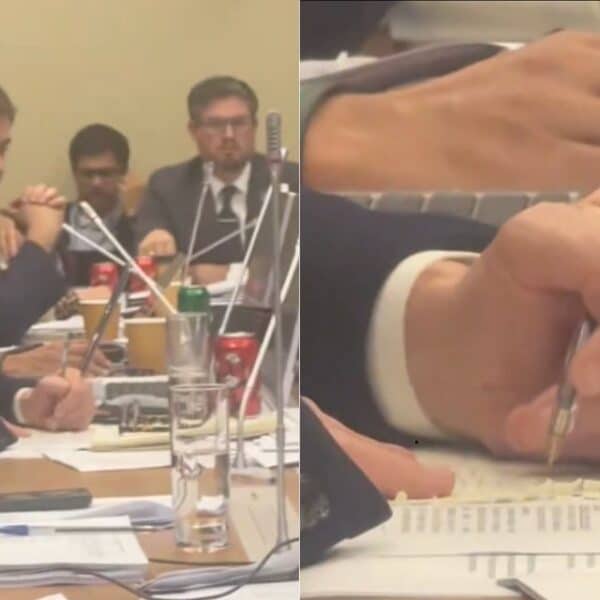 Jorge Quiroz fue grabado realizando dibujos durante sesión por la megarreforma
