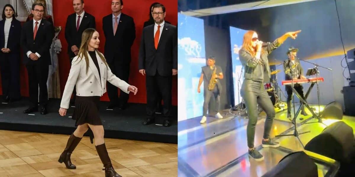 Mara Sedini interpretando una canción de Spice Girls en un show en vivo