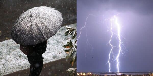 Paisaje cordillerano bajo alerta meteorológica por nieve y tormentas