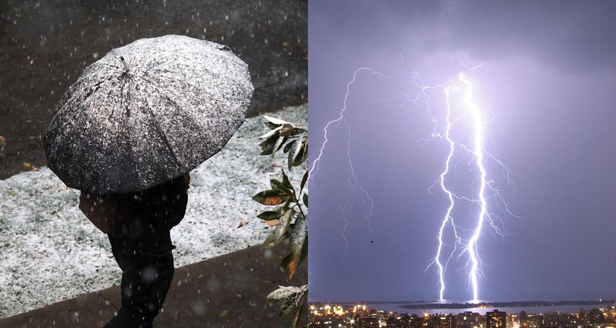 Paisaje cordillerano bajo alerta meteorológica por nieve y tormentas