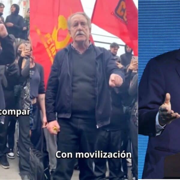 Eduardo Artés encabezó un discurso contra el gobierno de José Antonio Kast durante una marcha estudiantil