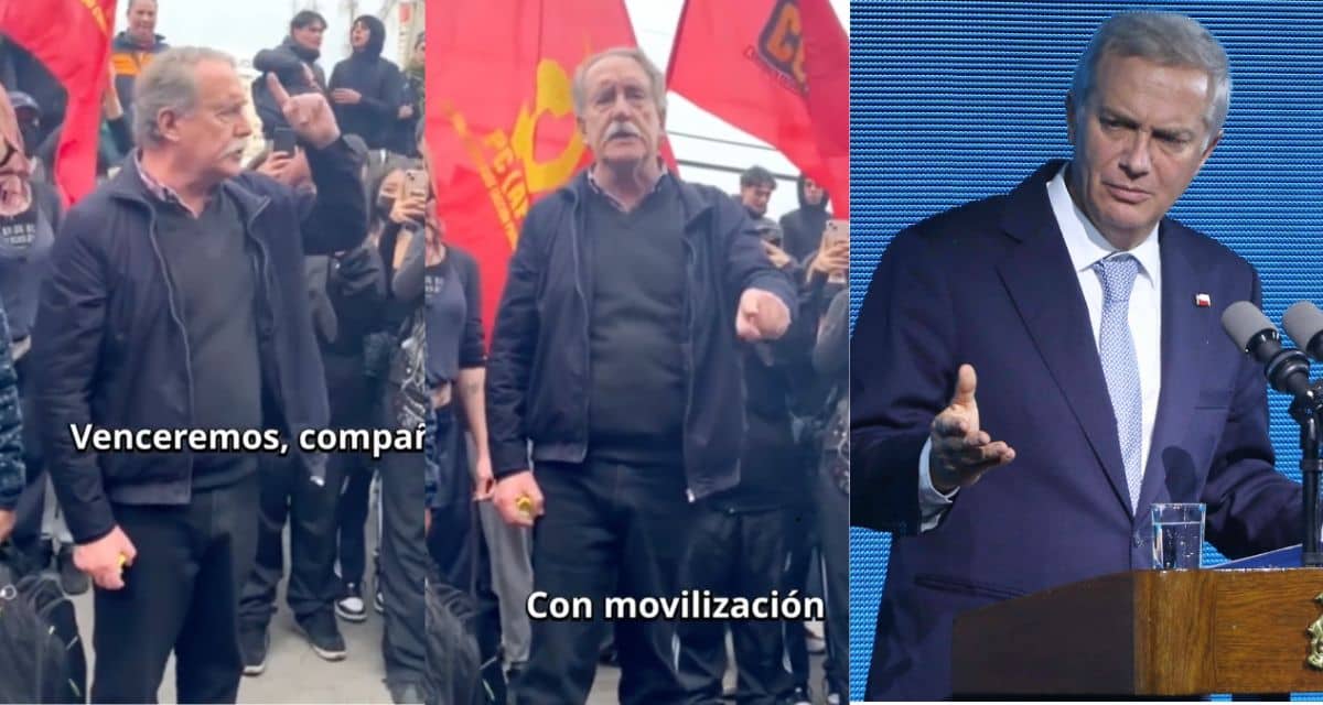 Eduardo Artés encabezó un discurso contra el gobierno de José Antonio Kast durante una marcha estudiantil