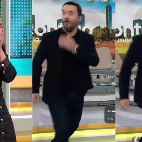 Eduardo de la Iglesia patea una pelota en Contigo en la Mañana y casi golpea un foco