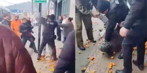 Fiscalización en Curicó a vendedor ambulante durante incautación de frutas