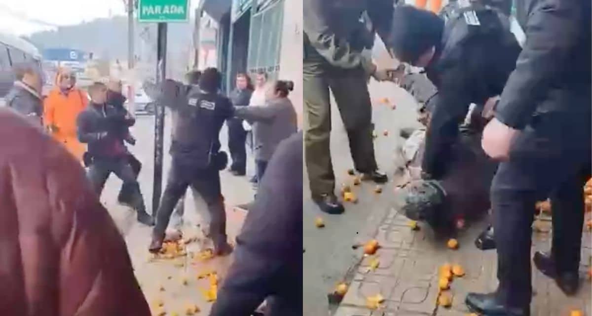 Fiscalización en Curicó a vendedor ambulante durante incautación de frutas