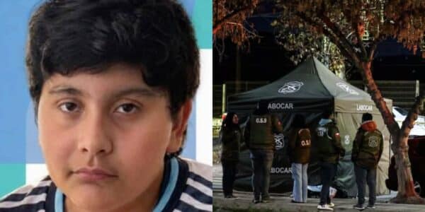 Madre del niño asesinado en San Bernardo realiza gesto con periodistas afuera de su domicilio