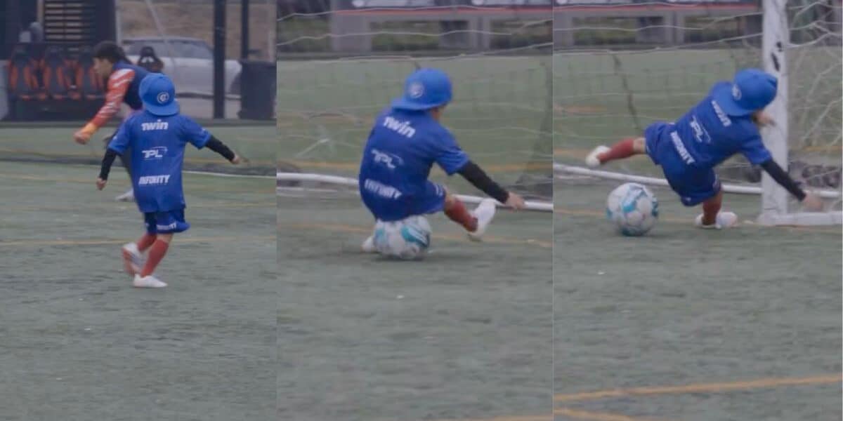Miguelito se cae al intentar anotar un gol en partido de la selección chilena de creadores