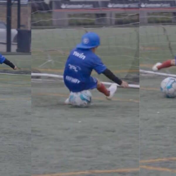 Miguelito se cae al intentar anotar un gol en partido de la selección chilena de creadores