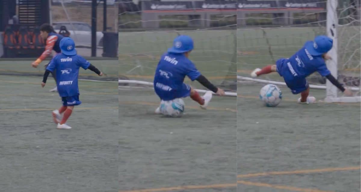 Miguelito se cae al intentar anotar un gol en partido de la selección chilena de creadores