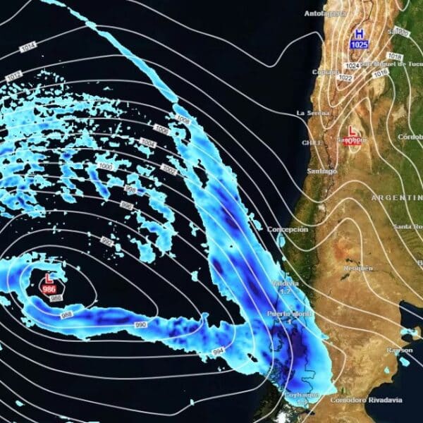 Río atmosférico categoría 4 afectará con fuertes lluvias a regiones del sur de Chile