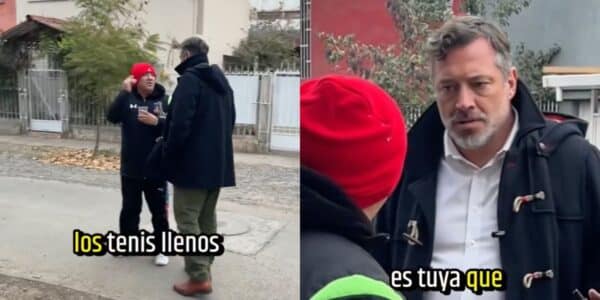 Sebastián Sichel enfrentando a un hombre en la vía pública durante recorrido por Ñuñoa