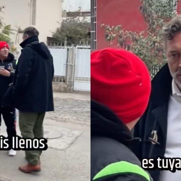 Sebastián Sichel enfrentando a un hombre en la vía pública durante recorrido por Ñuñoa