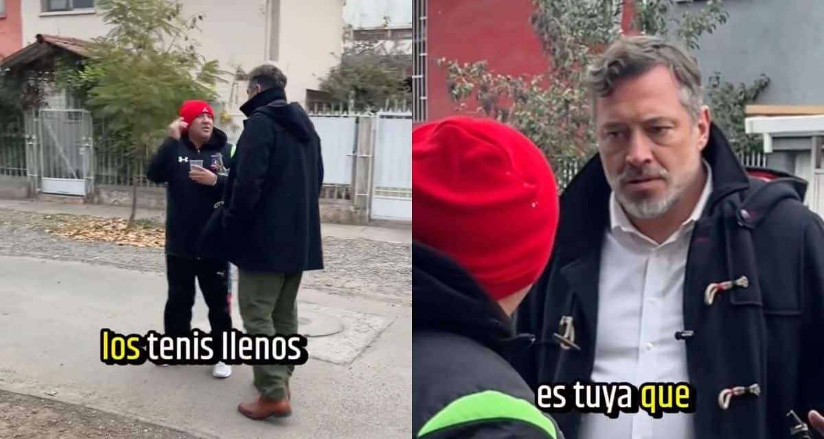 Sebastián Sichel enfrentando a un hombre en la vía pública durante recorrido por Ñuñoa