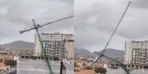 Caída de grúa en Coquimbo provoca daños en cinco casas y seis vehículos durante el temporal