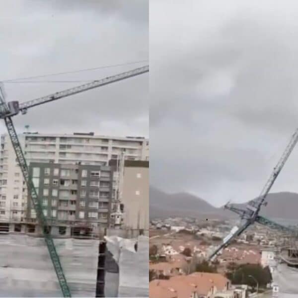 Caída de grúa en Coquimbo provoca daños en cinco casas y seis vehículos durante el temporal