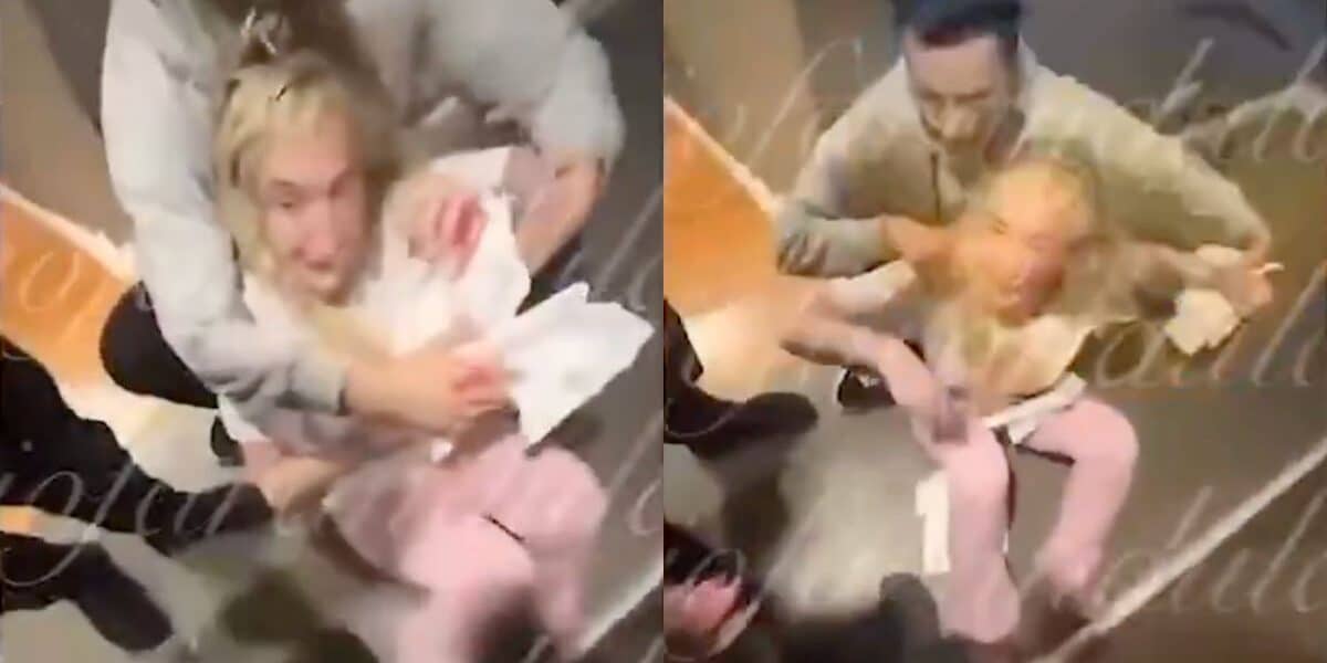 Fran Maira sentada en el suelo y con el rostro ensangrentado después de una agresión