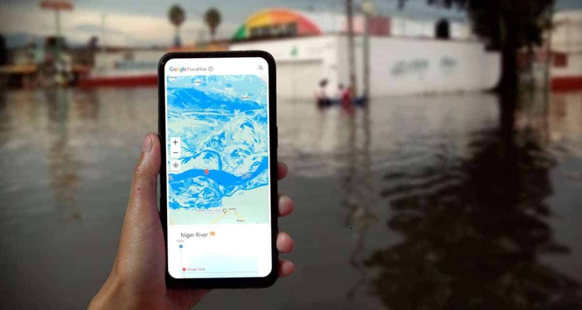 Mapa de Google Flood Hub con alertas por posibles inundaciones y crecidas de ríos en Chile