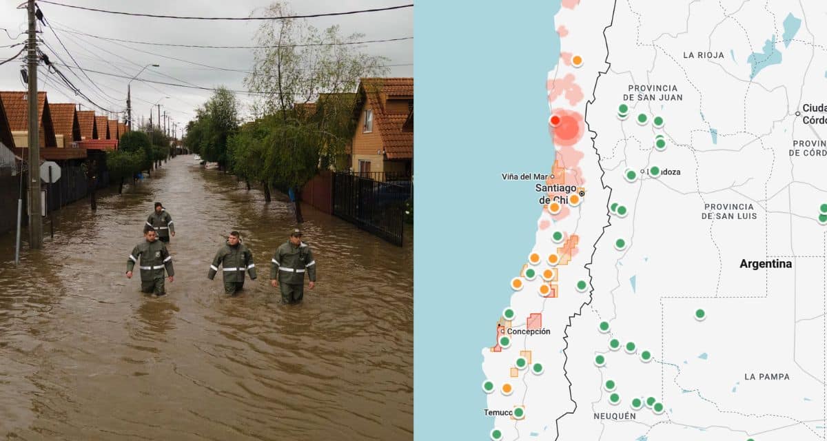 Google Flood Hub muestra sectores con riesgo de inundaciones durante el sistema frontal