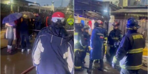 Equipos de emergencia trabajan tras el incendio en El Bosque que dejó cinco personas fallecidas