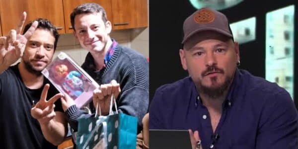 Ítalo Omegna junto a Emiliano Fernández durante una emisión del programa de streaming La Cofradía