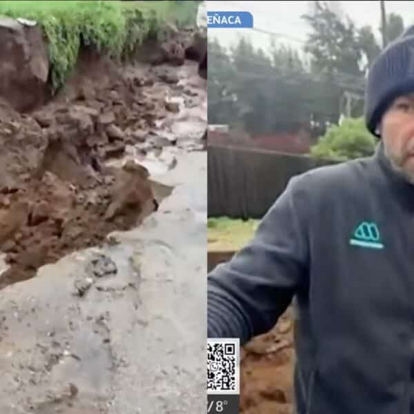 Karim Butte reporta desde el socavón que atrapó su camioneta en el camino Los Pinos