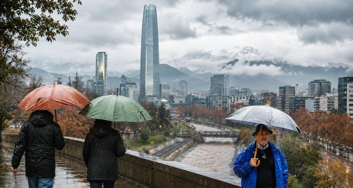 Lluvias en Santiago y fuertes vientos durante el momento más crítico del sistema frontal