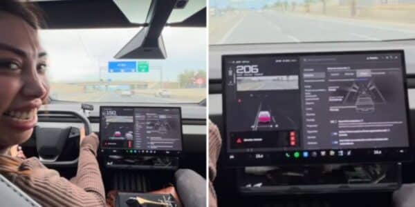 Naya Fácil muestra el velocímetro de su Cybertruck a 211 km/h en una carretera
