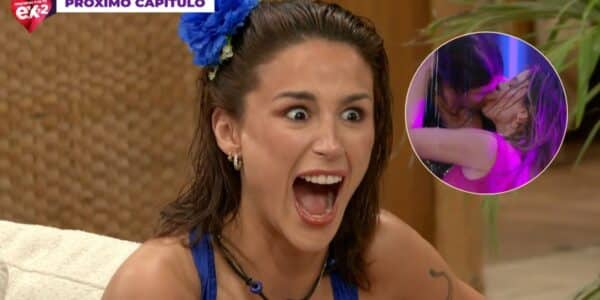 Nicolás Solabarrieta y Flavia Laos se besan durante una actividad bajo la lluvia en reality