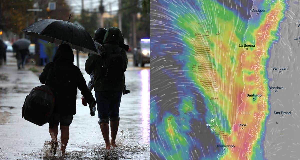 Río atmosférico categoría 5 asociado a un sistema frontal que afectará con intensas lluvias a varias regiones de Chile