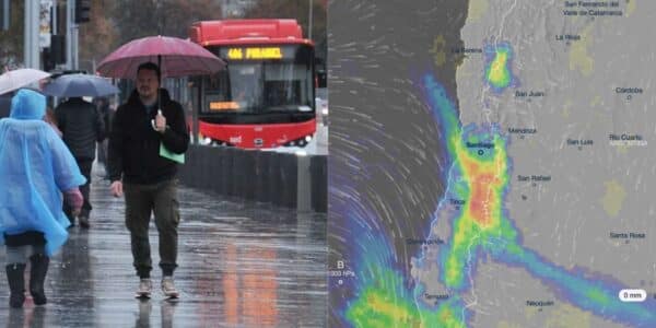 Sistema frontal en Santiago provoca lluvias, viento y posibles tormentas eléctricas en la Región Metropolitana