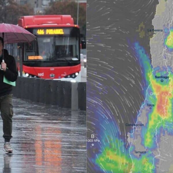 Sistema frontal en Santiago provoca lluvias, viento y posibles tormentas eléctricas en la Región Metropolitana