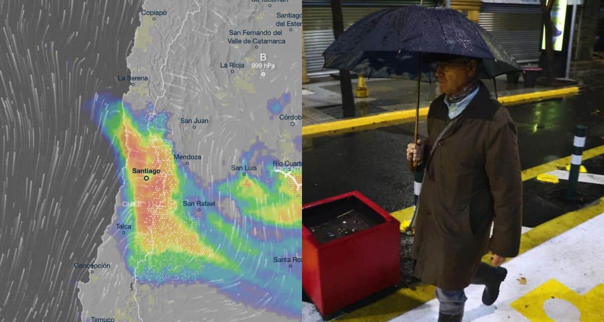 Lluvia en Santiago por sistema frontal que ingresará durante la noche del miércoles