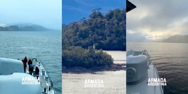 Destructor de la Armada Argentina navegando por aguas de Magallanes en territorio chileno