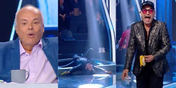Accidente y caída en Coliseo y reacción de Jorge Alís junto a los animadores del programa