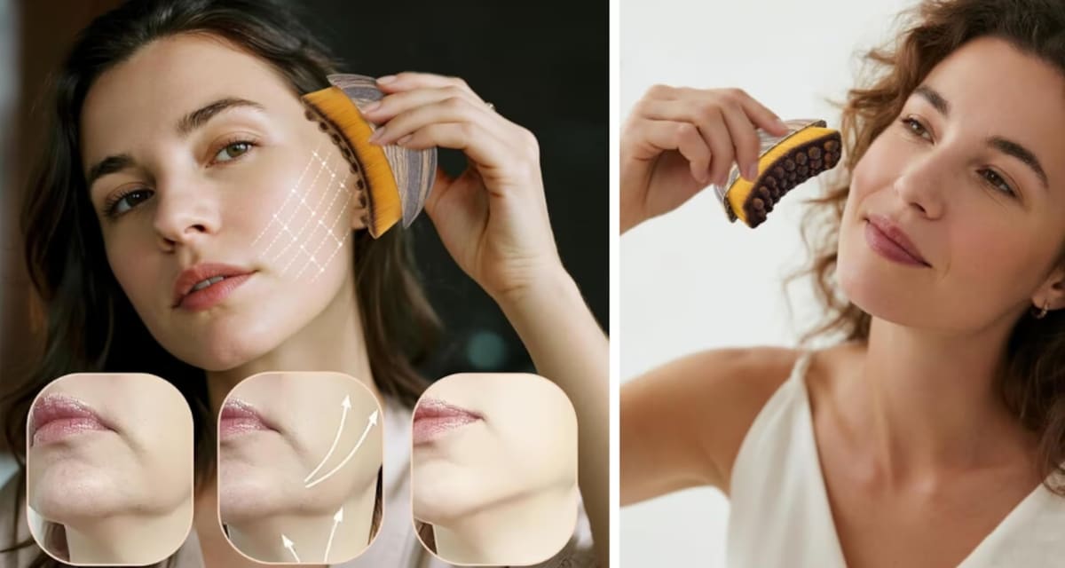 Cepillo facial de drenaje linfático viral con cerdas ultrasuaves.