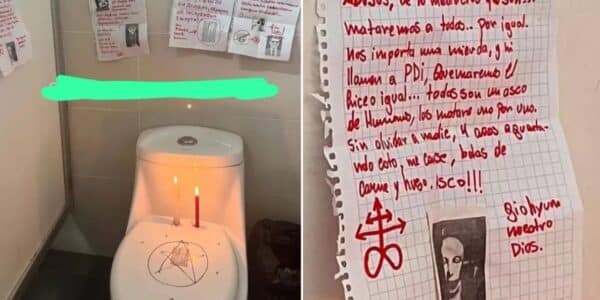 Fachada del Liceo de Mulchén tras suspensión de clases por amenazas.