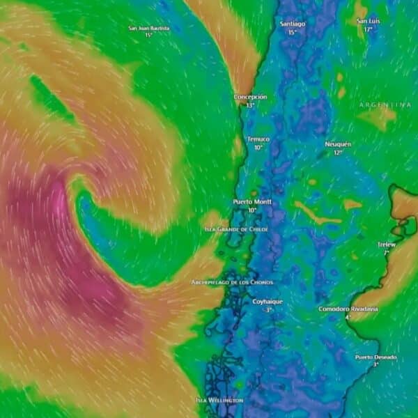 Alerta por río atmosférico y fuertes lluvias de hasta 200 mm en la zona sur de Chile