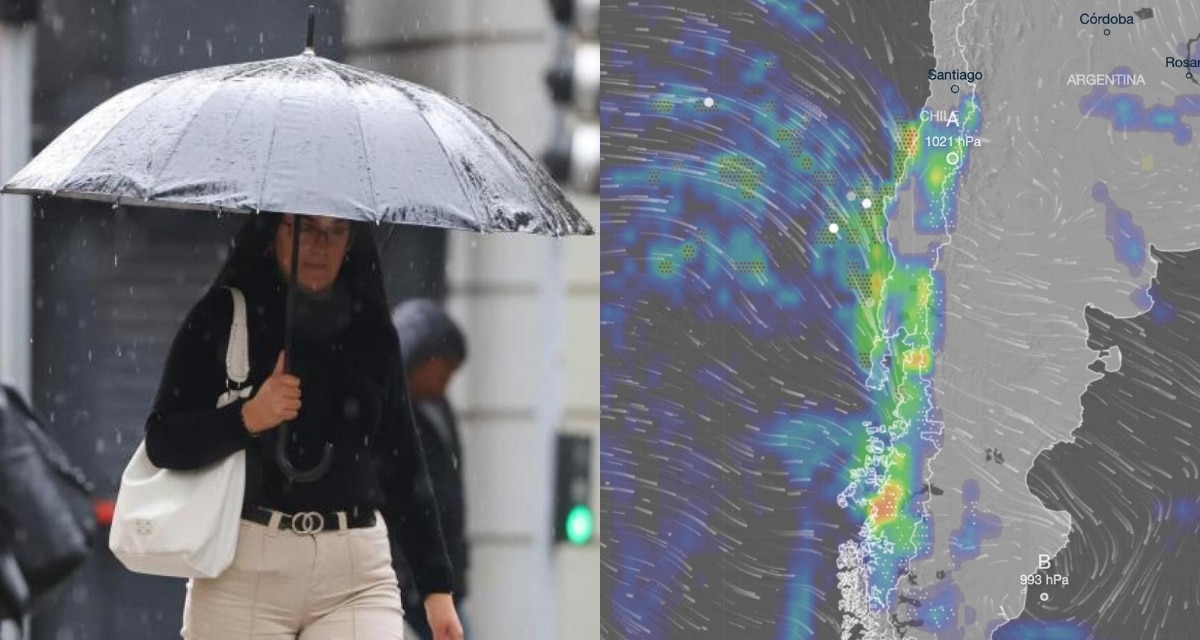 Sistema frontal con intensas lluvias afectará a Chile este fin de semana
