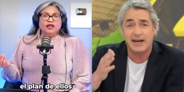 Alejandra Valle en el set de su programa, en alusión a sus duros cuestionamientos contra José Luis Repenning en La voz de los que sobran, donde lo calificó de periodista ignorante y sesgado tras sus dichos por el rechazo a la reforma migratoria, acusándolo además de operar por minutas del gobierno y de defender los intereses del dueño de Canal 13.