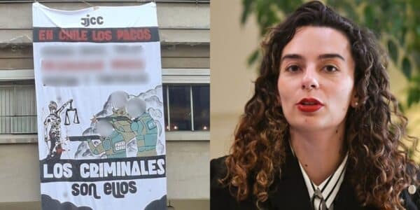 La diputada Javiera Rodríguez, la Capitana Rodríguez, durante una actividad pública, en la semana en que denunció un lienzo con su imagen en la Facultad de Derecho de la Universidad de Chile