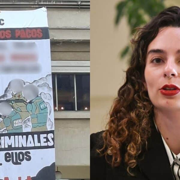 La diputada Javiera Rodríguez, la Capitana Rodríguez, durante una actividad pública, en la semana en que denunció un lienzo con su imagen en la Facultad de Derecho de la Universidad de Chile