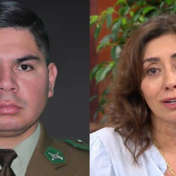 Carmen Gloria Arroyo, animadora del matinal Mucho Gusto de Mega, durante una transmisión del programa, donde la comunicadora reflexionó sobre el sueldo de los carabineros tras la muerte del cabo segundo Cristopher Aguilera en Lo Espejo.