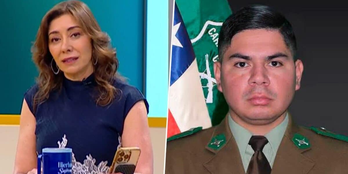 Carmen Gloria Arroyo en el estudio del matinal Mucho Gusto, en alusión a su emotiva reflexión tras el asesinato del carabinero Cristopher Aguilera en Lo Espejo, donde cuestionó los sueldos y las condiciones de riesgo en las que operan los uniformados frente a la delincuencia.