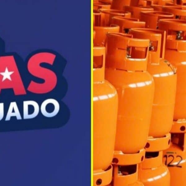 Cilindros de gas licuado en un punto de venta, en el contexto del Cupón de Gas.