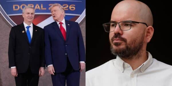 Líderes de América Latina junto a Donald Trump en una reunión del Escudo de las Américas, la coalición de seguridad a la que Chile se sumó esta semana.